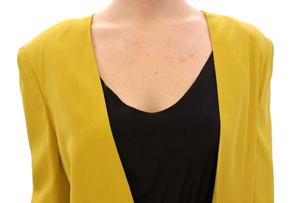 Lamberto Petri Mustard Yellow Silk Blazer Jacket - Luxe & Glitz