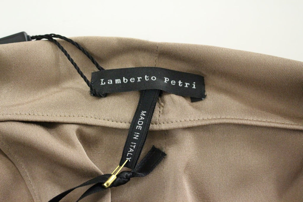 Lamberto Petri Brown Draped Silk Sheath Shift Coctail Dress - Luxe & Glitz