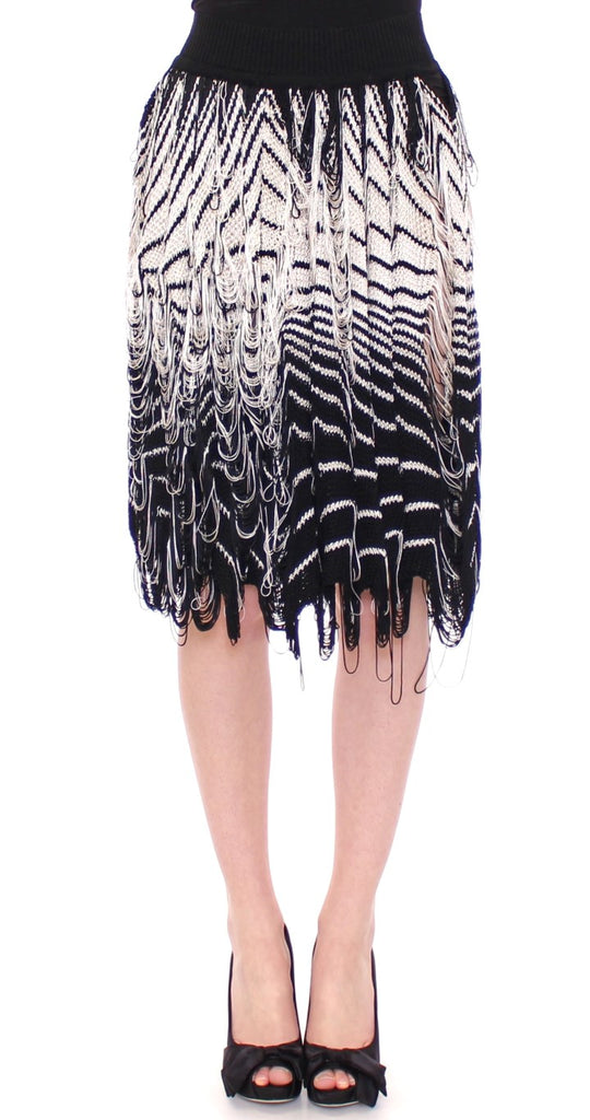 Alice Palmer White Black Knitted Assymetrical Skirt - Luxe & Glitz