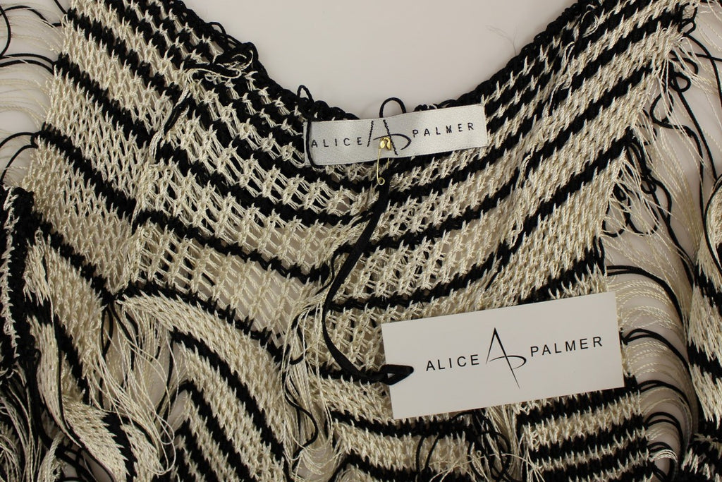 Alice Palmer Black Chainette Knit Striped Assymetrical Dress - Luxe & Glitz