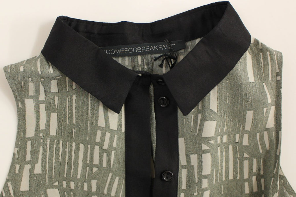 Comeforbreakfast Black Gray Silk A-Line Shift Dress - Luxe & Glitz