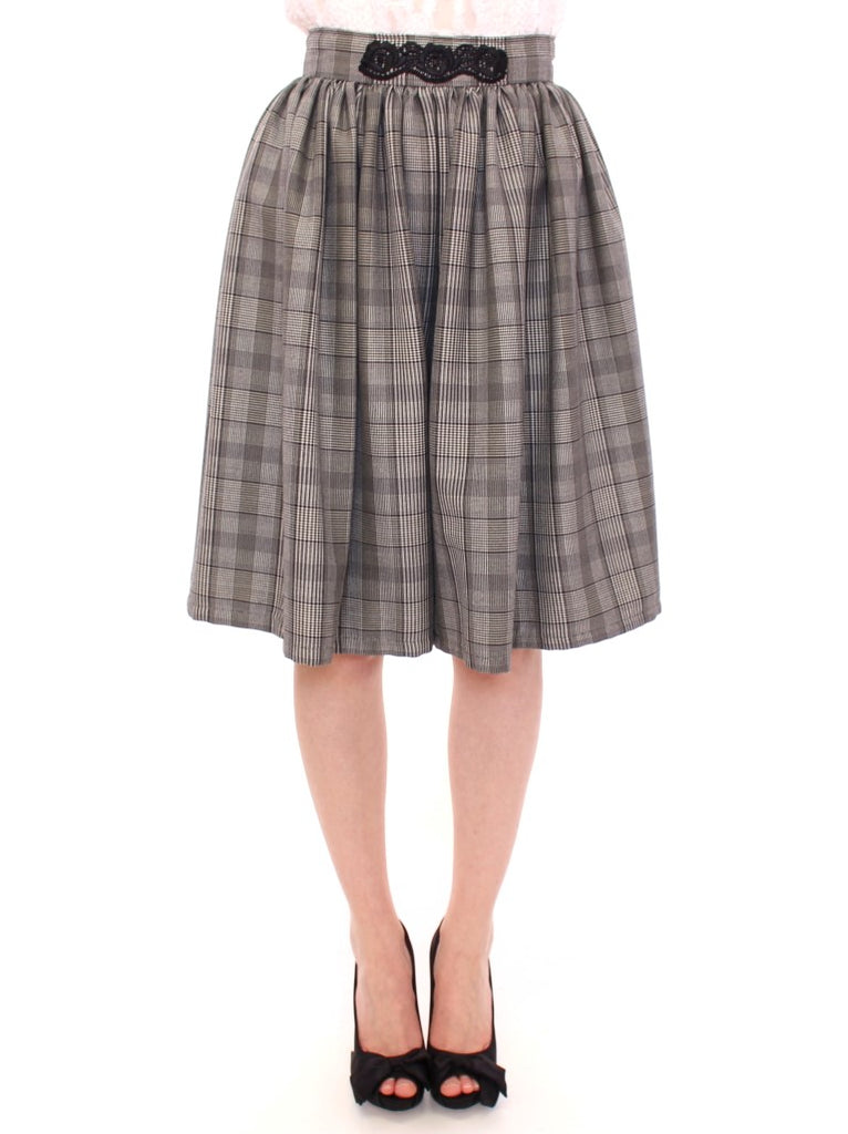 NOEMI ALEMÁN Gray Checkered Wool Shorts Skirt - Luxe & Glitz