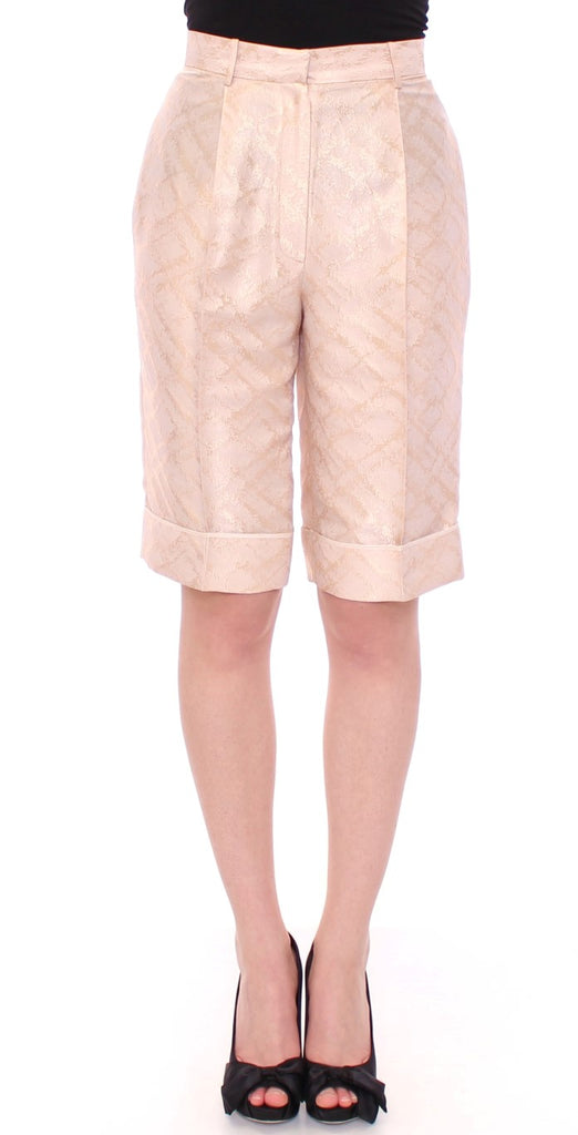 Zeyneptosun Beige Brocade Above Knee Shorts - Luxe & Glitz
