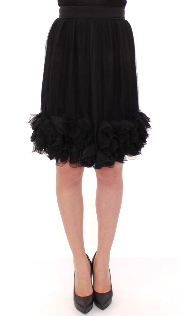 Dolce & Gabbana Black Silk Transparent Above Knees Skirt - Luxe & Glitz