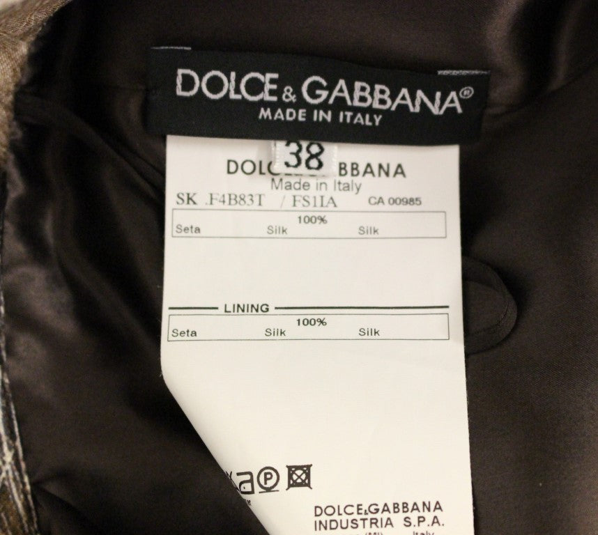 Dolce & Gabbana Brown Floral Silk Straight Full Skirt - Luxe & Glitz