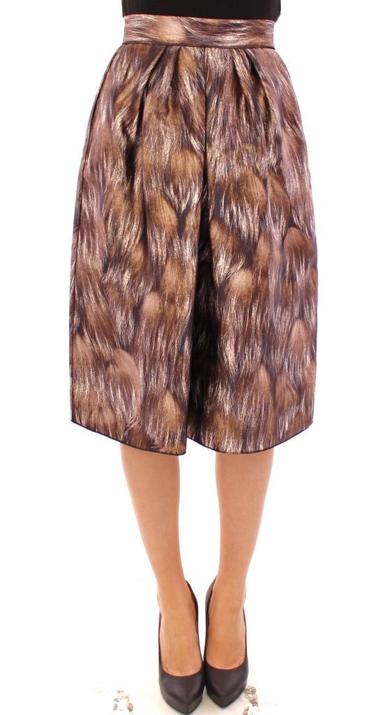 Dolce & Gabbana Brown Floral Silk Straight Full Skirt - Luxe & Glitz