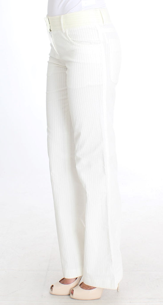 Ermanno Scervino White Striped Straight Fit Pants - Luxe & Glitz