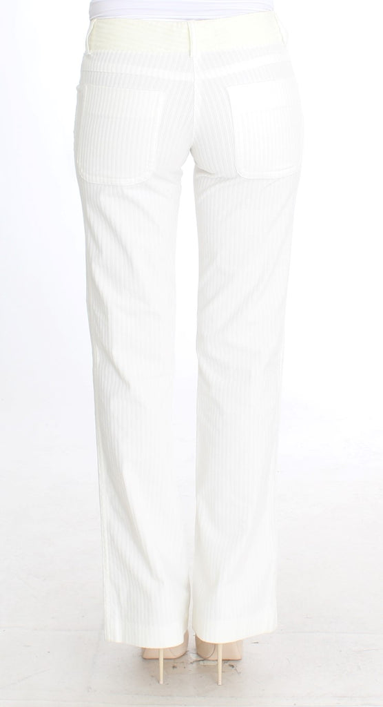 Ermanno Scervino White Striped Straight Fit Pants - Luxe & Glitz