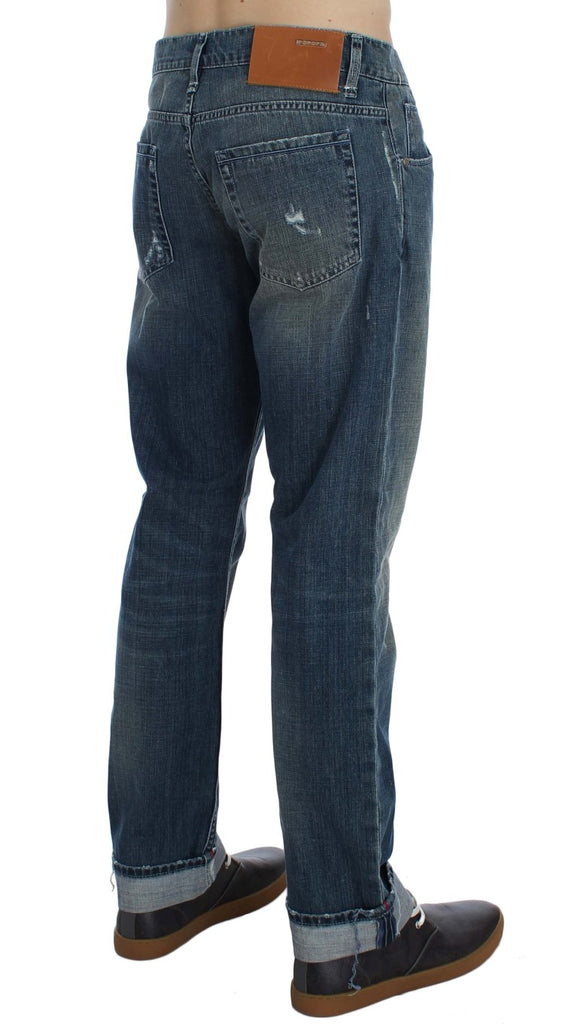 Acht Blue Wash Cotton Denim Regular Fit Jeans - Luxe & Glitz