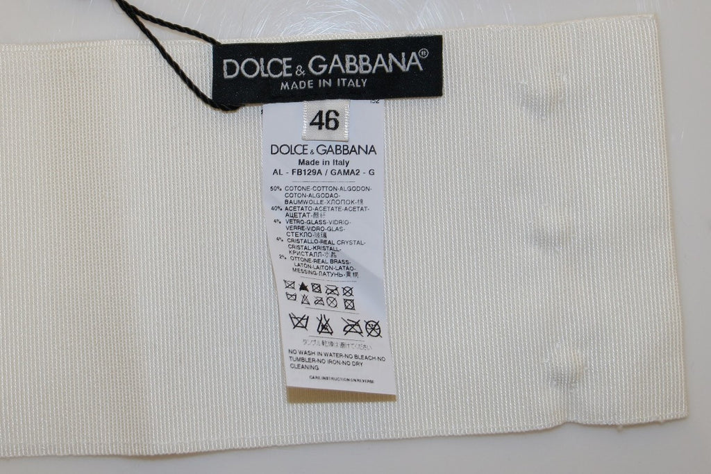 Dolce & Gabbana White Crystal Brass Wide Waist Runway Belt Dolce & Gabbana