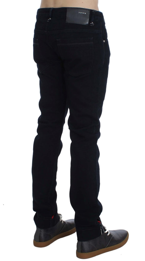 Acht Dark Blue Corduroy Slim Skinny Fit Jeans - Luxe & Glitz