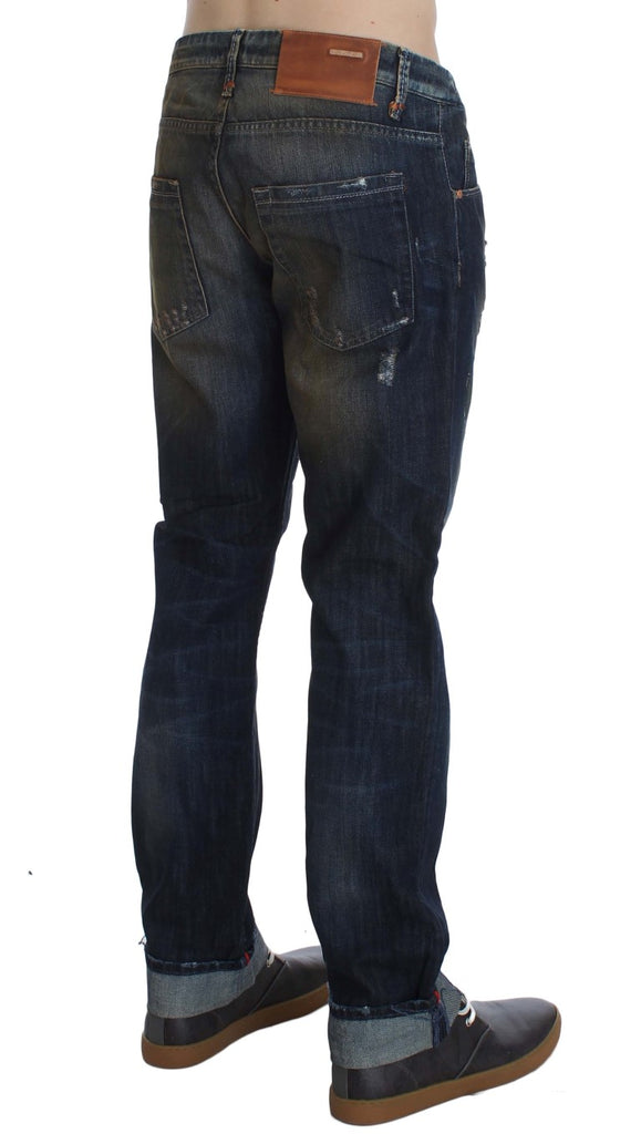 Acht Blue Wash Cotton Regular Straight Fit Jeans - Luxe & Glitz