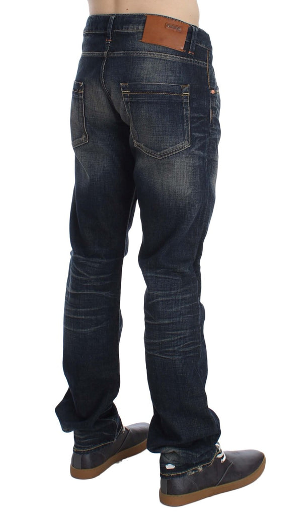 Acht Blue Wash Straight Fit Low Waist Jeans - Luxe & Glitz