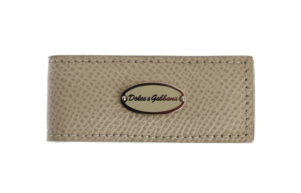 Dolce & Gabbana Beige Leather Magnet Money Clip Dolce & Gabbana