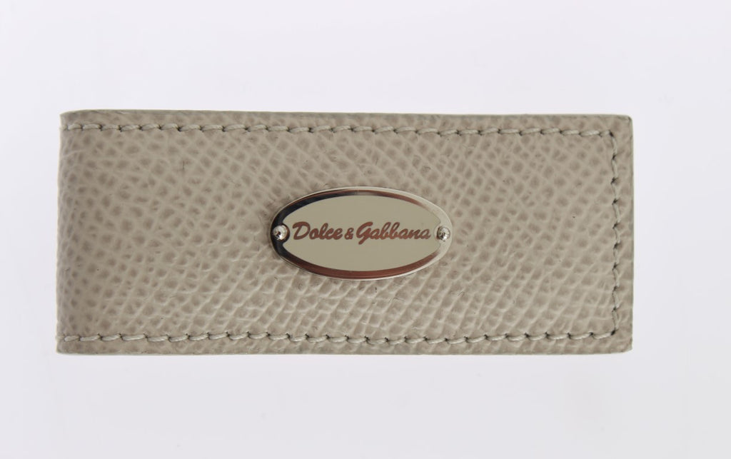 Dolce & Gabbana Beige Leather Magnet Money Clip Dolce & Gabbana