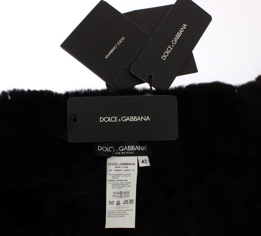 Dolce & Gabbana Silver Sequined Floral Weasel Fur Shoulder Scarf Wrap Dolce & Gabbana