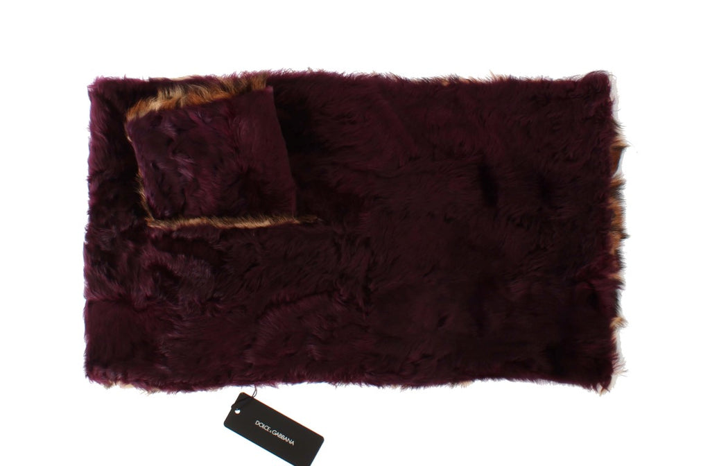Dolce & Gabbana Purple Lamb Fur Leopard Print Scarf Dolce & Gabbana