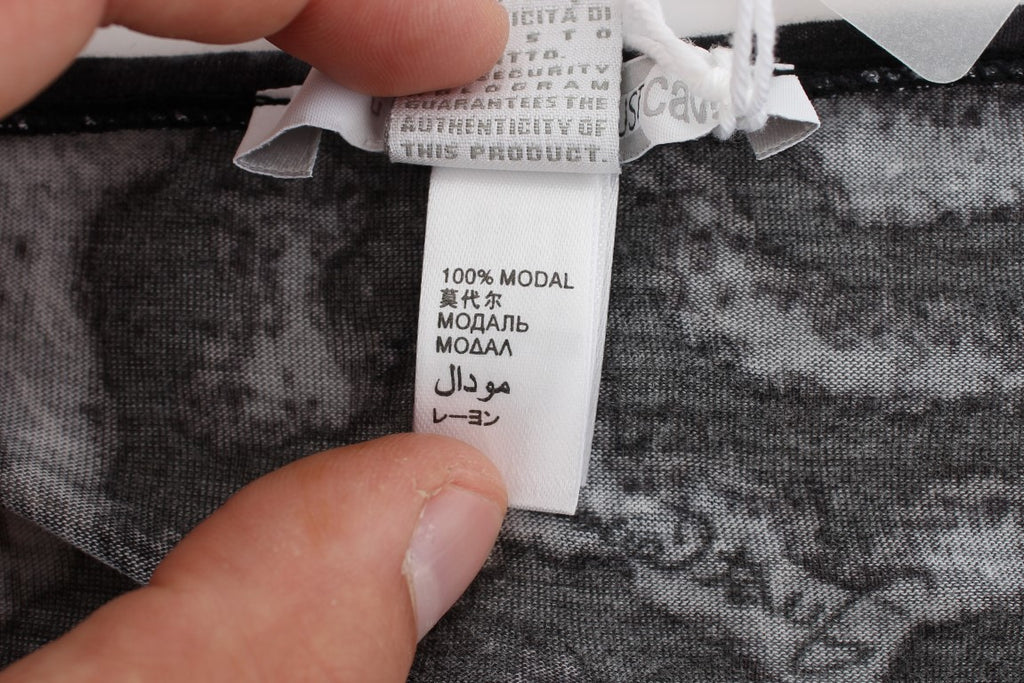 Cavalli Gray Leopard Modal T-Shirt Blouse Top - Luxe & Glitz