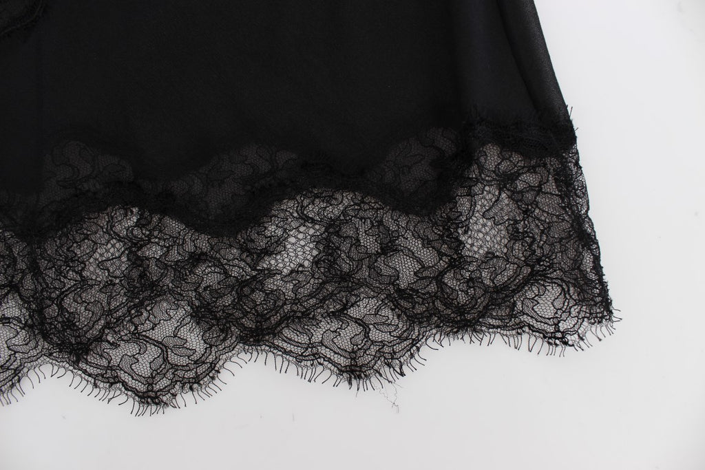 Dolce & Gabbana Black Silk Floral Lace Lingerie Top - Luxe & Glitz