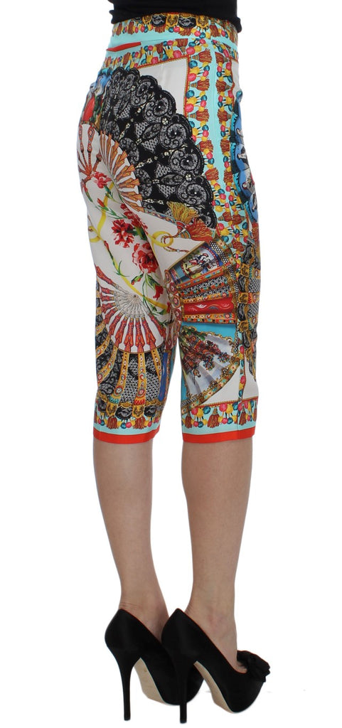 Dolce & Gabbana Multicolor Majolica Sicily Silk Pants - Luxe & Glitz