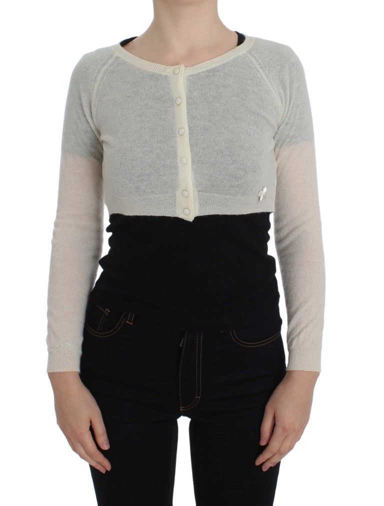Ermanno Scervino White Wool Blend Sweater Cardigan - Luxe & Glitz