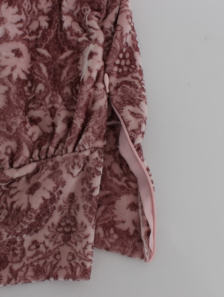 Exte Pink Floral Print Viscose Silk Blouse Top - Luxe & Glitz