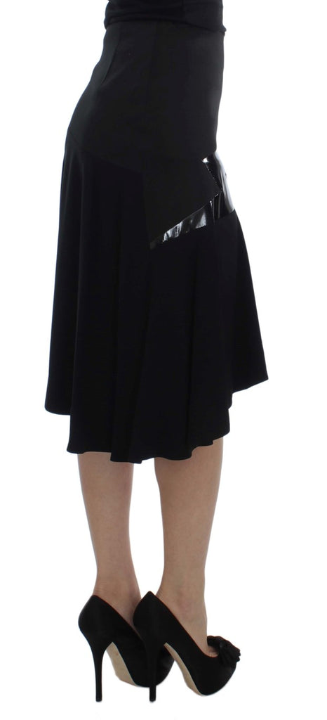 Exte Black Blue Cotton Stretch Straight Skirt - Luxe & Glitz