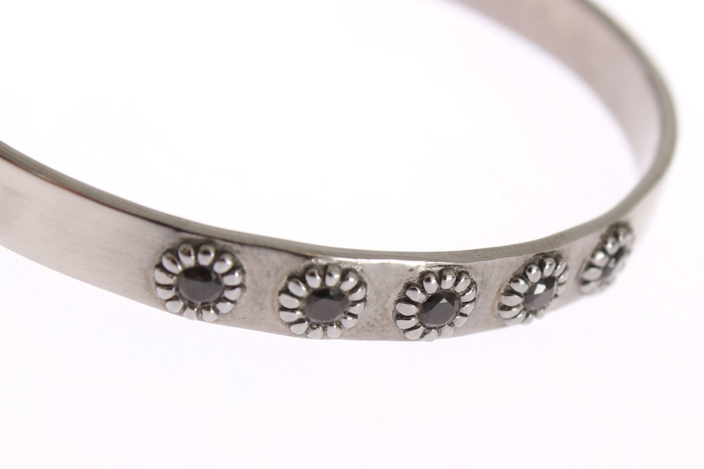 Nialaya Black Crystal 925 Silver Bangle Bracelet Nialaya