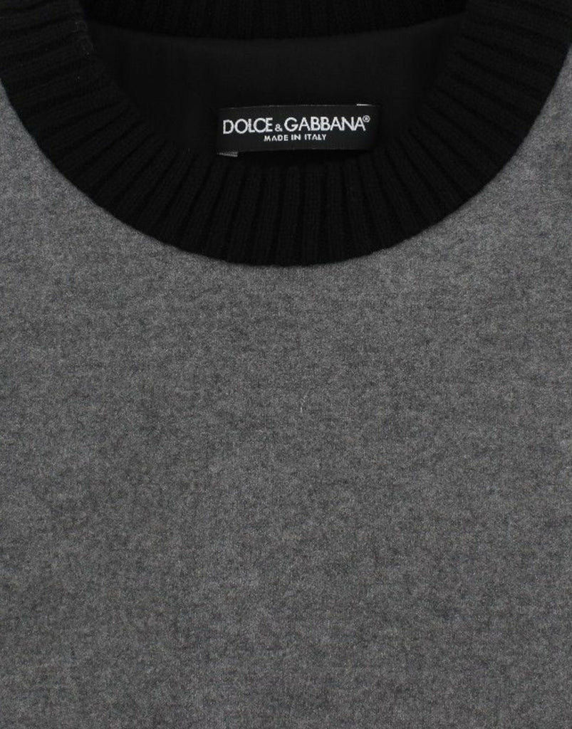 Dolce & Gabbana Gray Black Lace Wool Cashmere Sweater Dolce & Gabbana