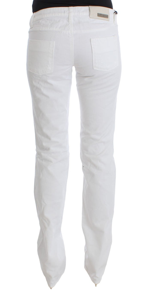 Costume National White Cotton Slim Fit Denim Bootcut Jeans - Luxe & Glitz