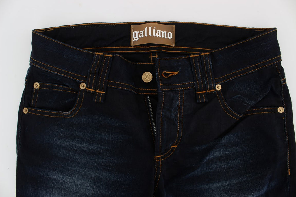 John Galliano Blue Wash Cotton Slim Fit Jeans - Luxe & Glitz