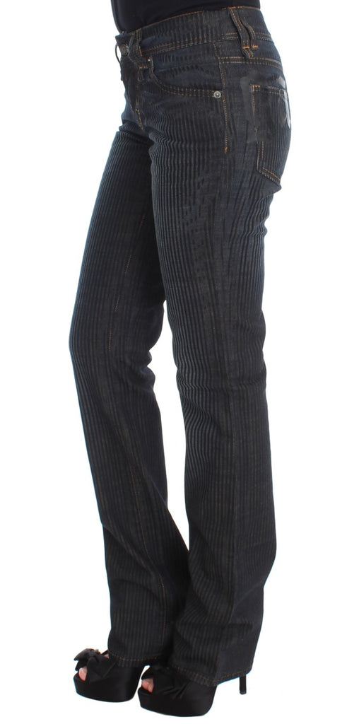John Galliano Blue Wash Cotton Blend Slim Fit Bootcut Jeans - Luxe & Glitz