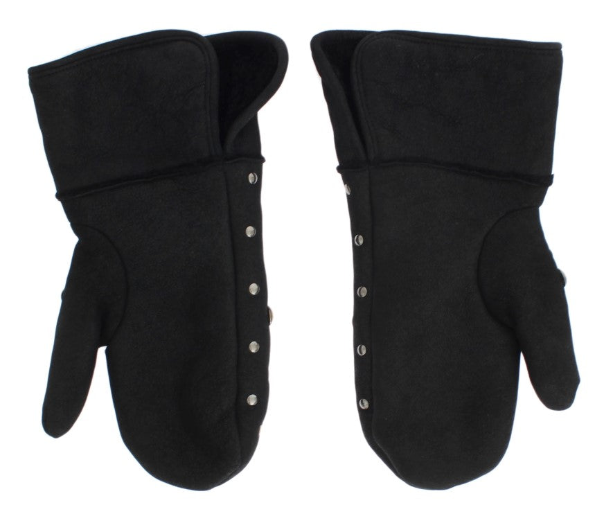 Dolce & Gabbana Gray Wool Shearling Studded Gloves - Luxe & Glitz