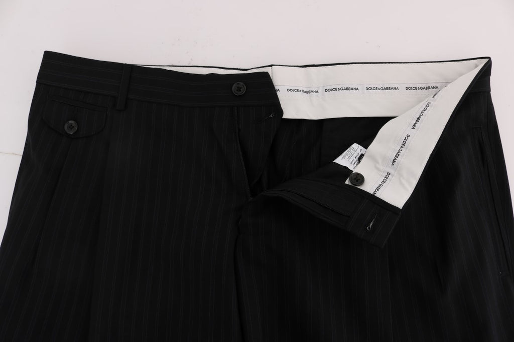 Dolce & Gabbana Blue Striped Wool Stretch Pants - Luxe & Glitz