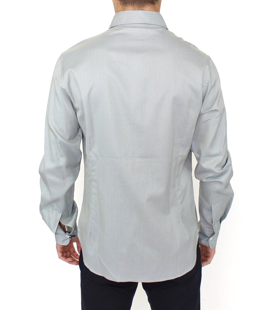 Ermanno Scervino Gray Cotton Long Sleeve Casual Shirt Top - Luxe & Glitz