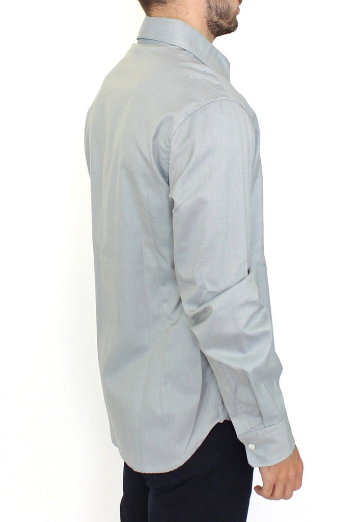 Ermanno Scervino Gray Cotton Long Sleeve Casual Shirt Top - Luxe & Glitz