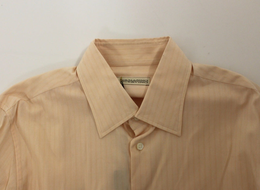 Ermanno Scervino Orange Cotton Striped Casual Shirt Top - Luxe & Glitz