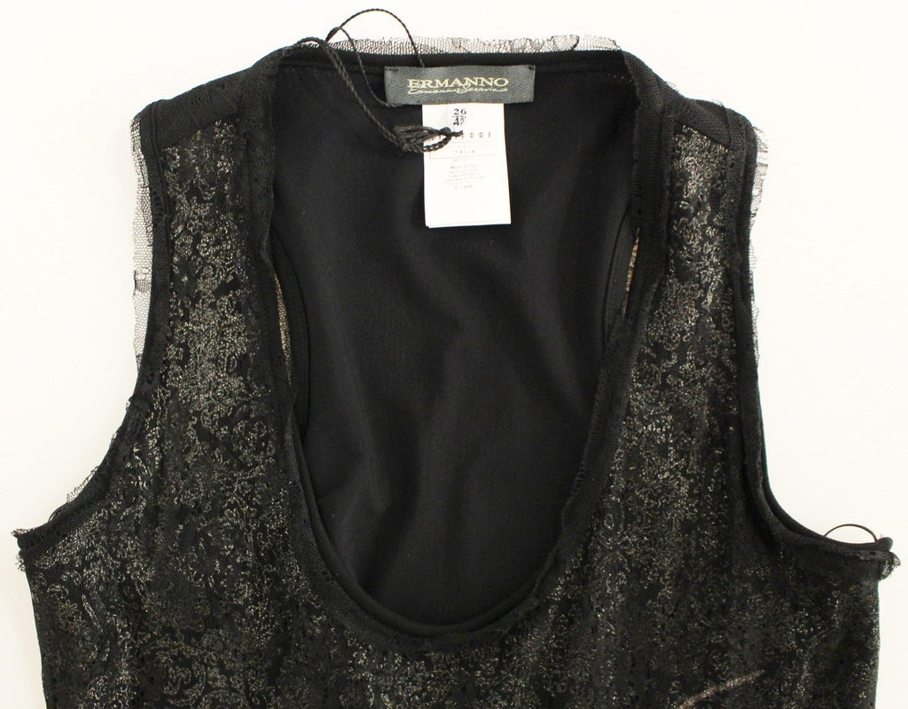 Ermanno Scervino Black Lace Lined Stretch Mini Dress - Luxe & Glitz