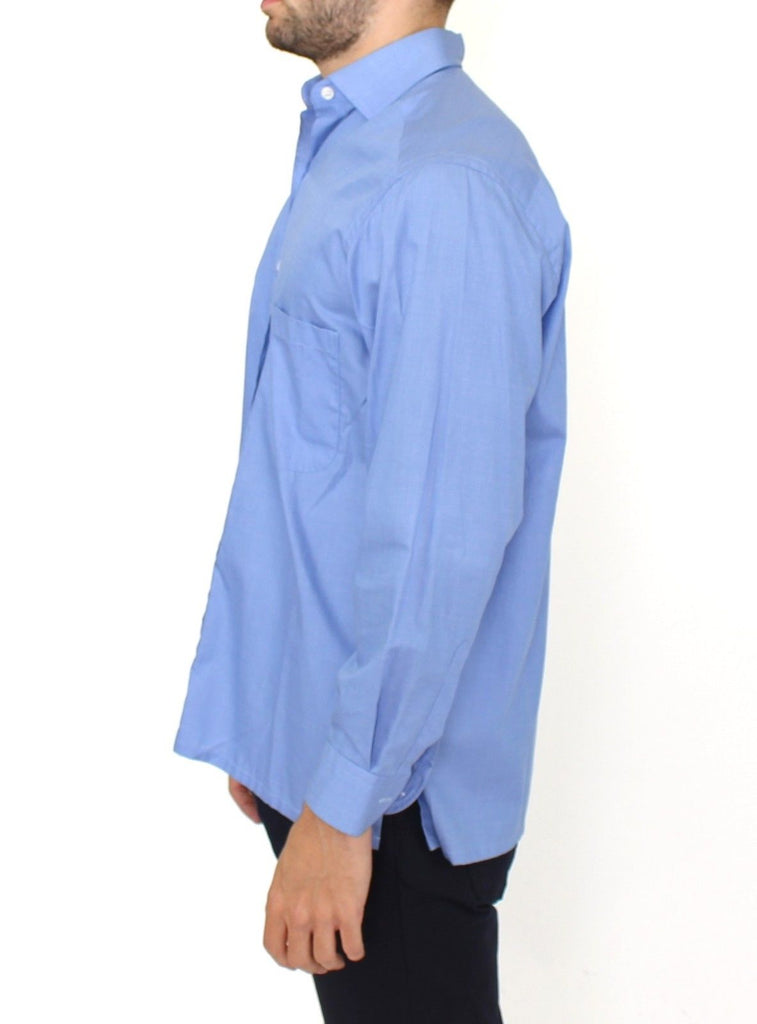 Ermanno Scervino Blue Cotton Dress Classic Fit Shirt - Luxe & Glitz