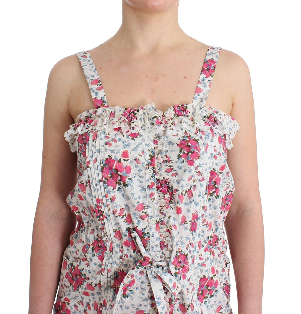 Ermanno Scervino Beachwear Pink Floral Beach Mini Dress Short - Luxe & Glitz