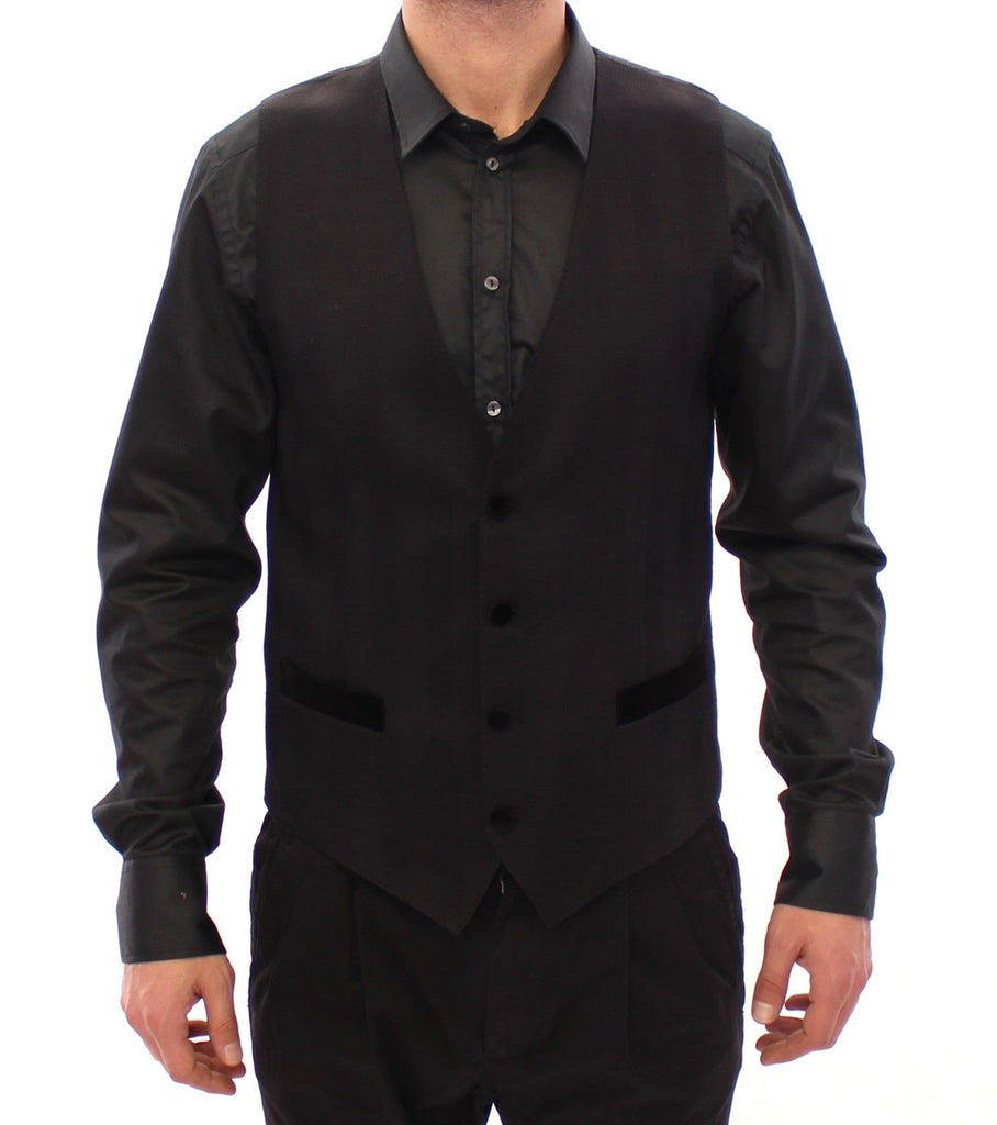 Dolce & Gabbana Black Wool Silk Dress Vest Gilet Weste - Luxe & Glitz