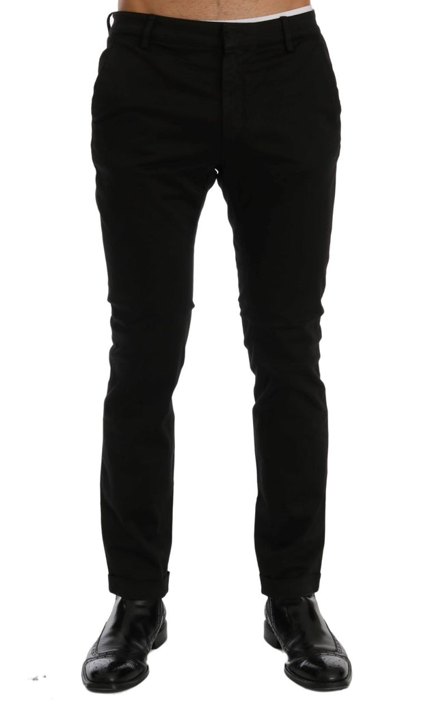 Costume National Black Slim Fit Cotton Stretch Pants - Luxe & Glitz