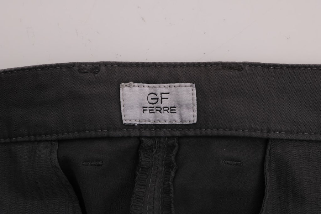 GF Ferre Gray Cotton Stretch Chinos Pants - Luxe & Glitz