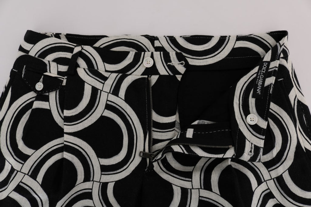 Dolce & Gabbana Black White Pattern Linen Shorts - Luxe & Glitz