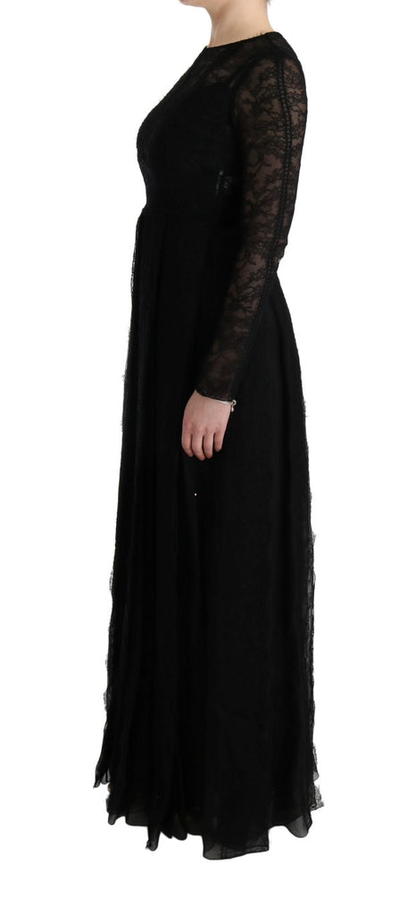 Dolce & Gabbana Black Floral Lace Sheath Silk Dress - Luxe & Glitz