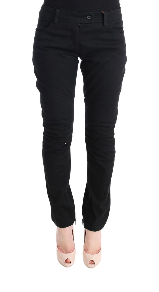 Ermanno Scervino Black Cotton Slim Fit Casual Pants - Luxe & Glitz