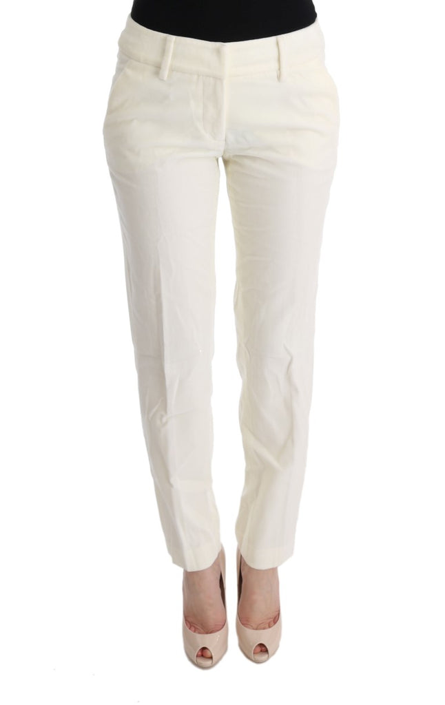 Ermanno Scervino White Cotton Regular Fit Casual Pants - Luxe & Glitz