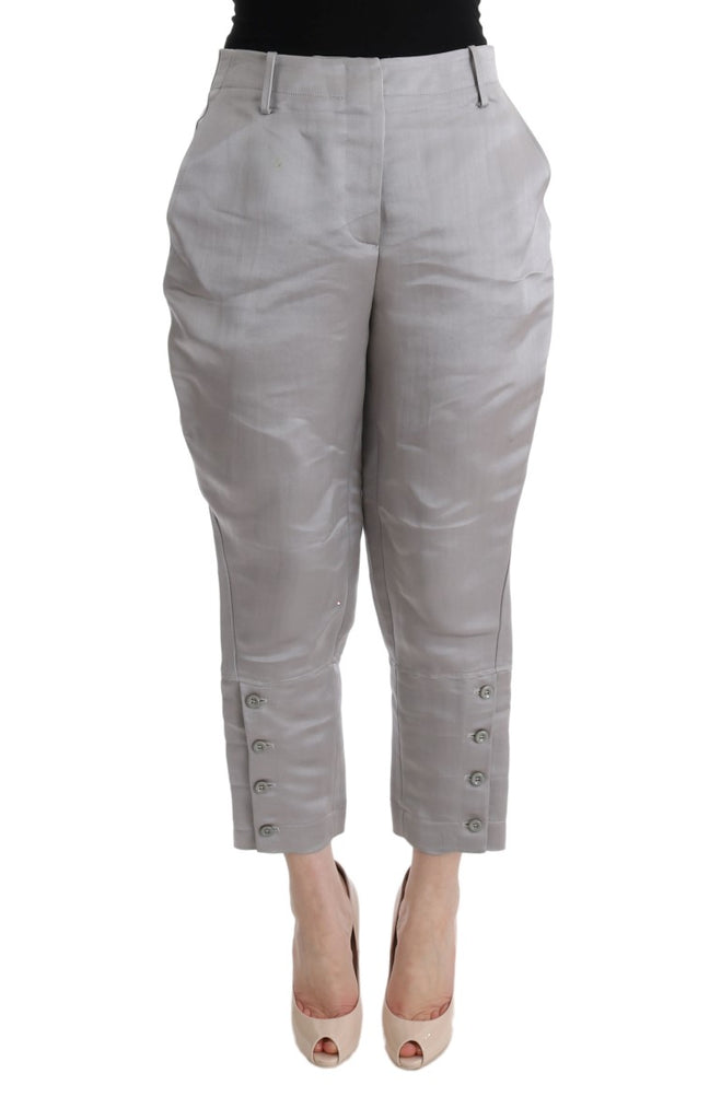 Ermanno Scervino Gray Silk Cropped Casual Pants - Luxe & Glitz
