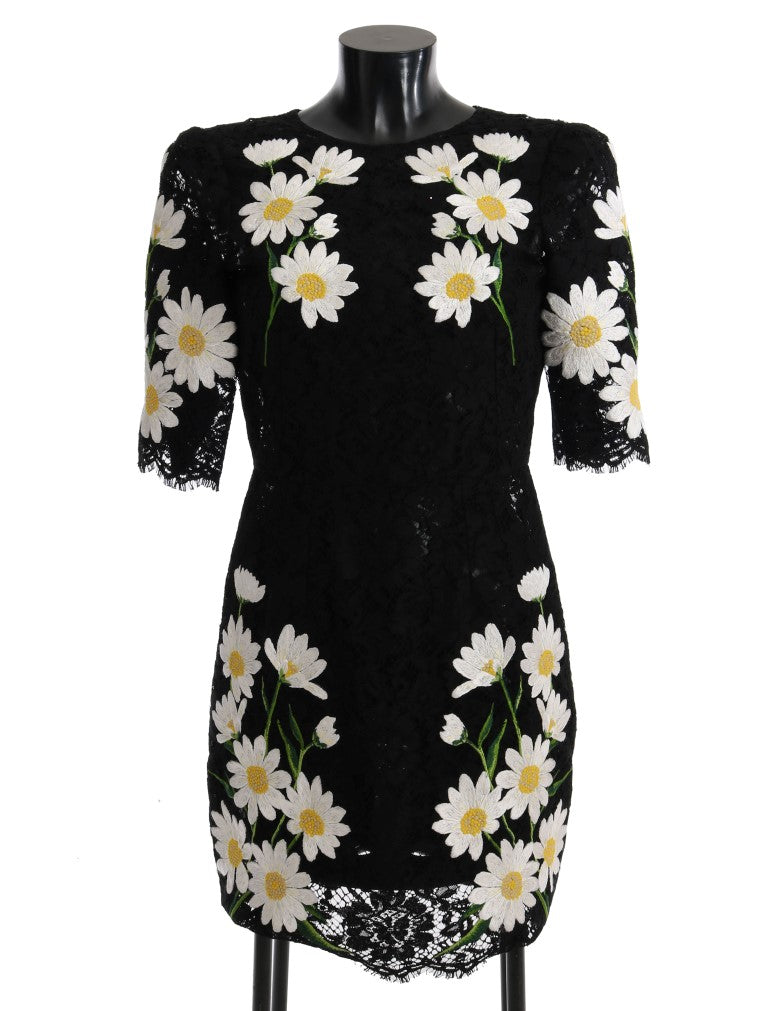 Dolce & Gabbana Black Floral Lace Chamomile Sicily Dress - Luxe & Glitz