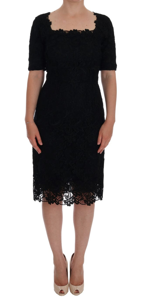 Dolce & Gabbana Black Floral Ricamo Sheath Dress - Luxe & Glitz